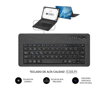 FUNDA + TECLADO TABLET KEYTAB PRO BT MARMOL AZUL SUBBLIM