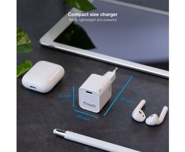CARGADOR PARED/VIAJE USB-C/PD 20W BLANCO TOOQ