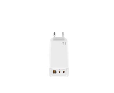 CARGADOR PARED/VIAJE GaN 2xUSB-C/PD + USB-A 65W BLANCO LEOTEC