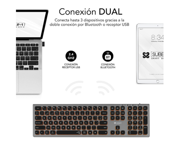 TECLADO WIRELESS MASTER RGB EXTENDIDO GRIS/NEGRO SUBBLIM