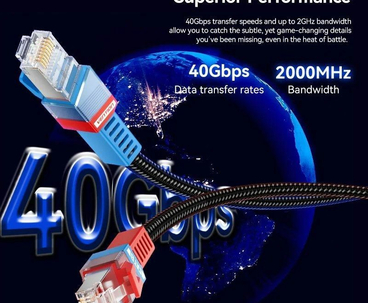 CABLE DE RED LATIGUILLO RJ45 CAT.8 SFTP AWG26 1 M NEGRO VENTION